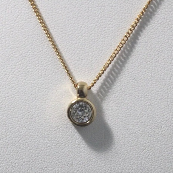 Vintage Christian Dior Signed Logo Goldtone Swarovski Crystal Pendant Necklace - Picture 2 of 7